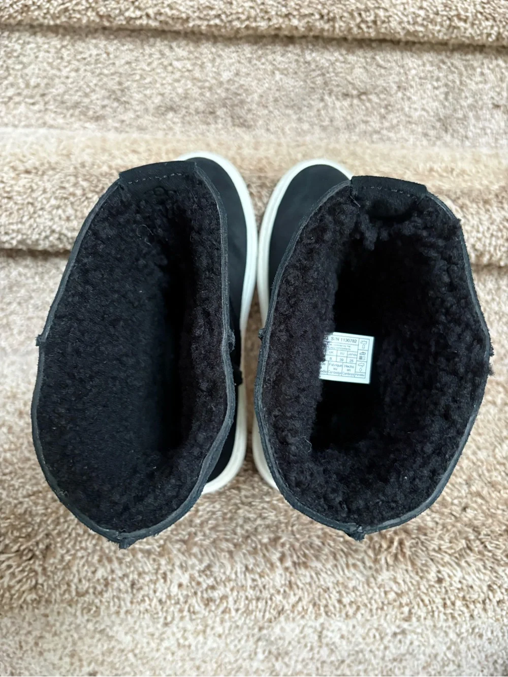 UGG Alameda Women’s Mid-Calf Black Suede Shearling Trim Boots.